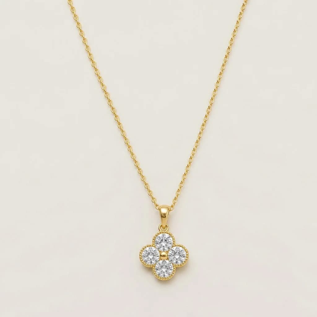 Crystal Clover Necklace, studio shot