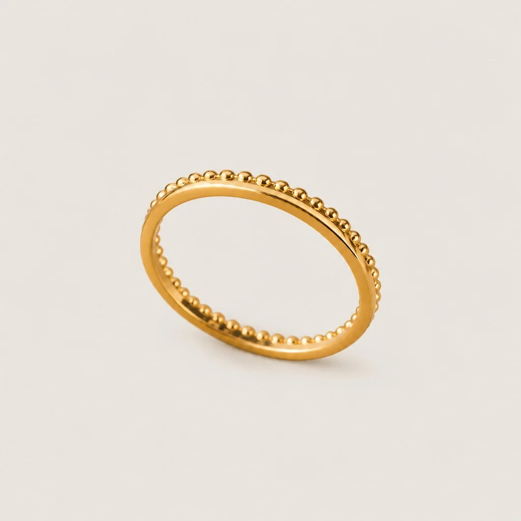 Double Layer Golden Beaded Band Ring, studio shot