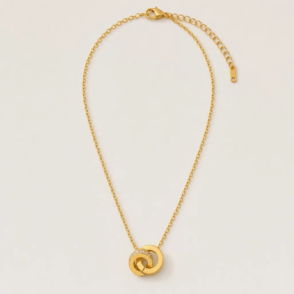 Double Ring Necklace, studio shot