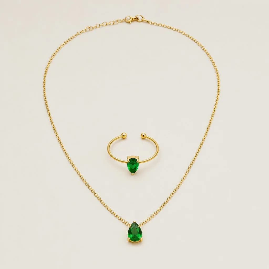 Emerald Whisper Jewelry Set, studio shot