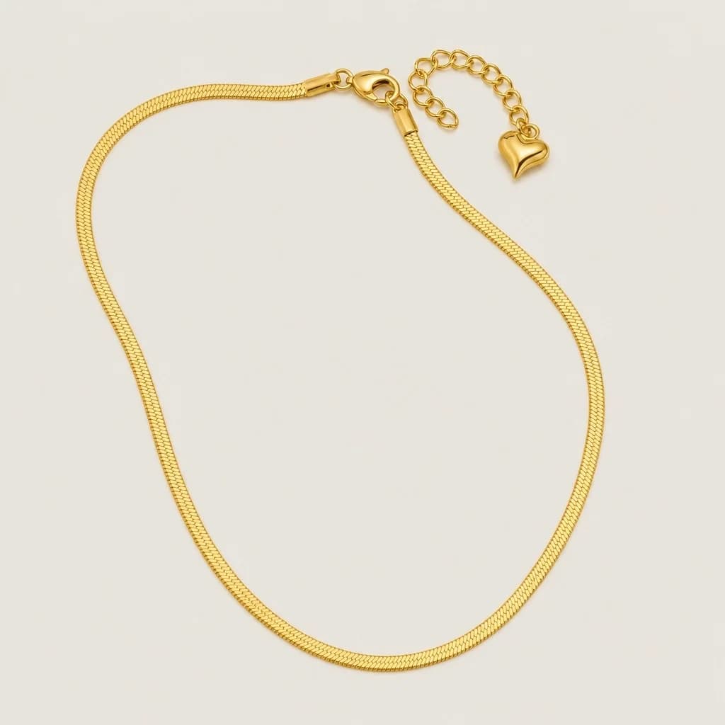 Gold Herringbone Blade Chain Necklace, studio shot