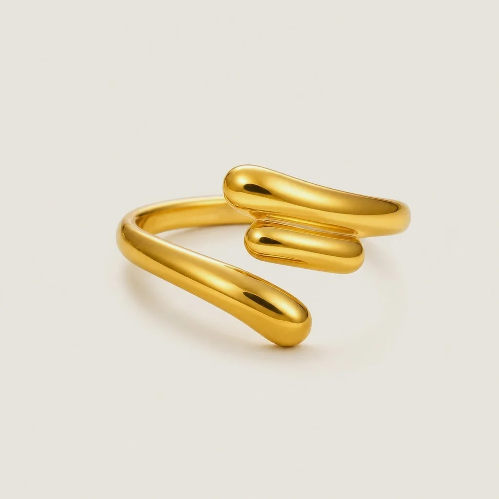Golden Drop Ring, studio shot