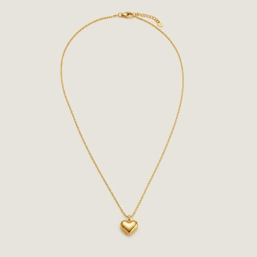 Golden Romance Heart Necklace, studio shot