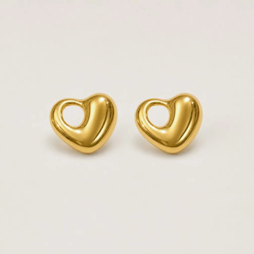 Open Heart Stud Earrings, studio shot