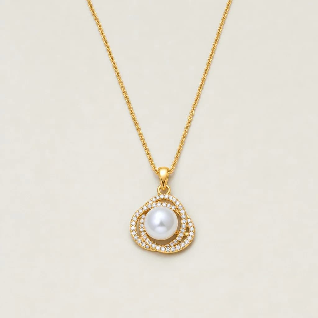 Pearl Halo Pendant Necklace, studio shot