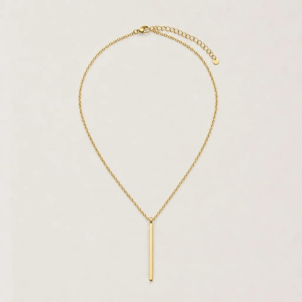 Rectangle Bar Pendant Necklace, studio shot