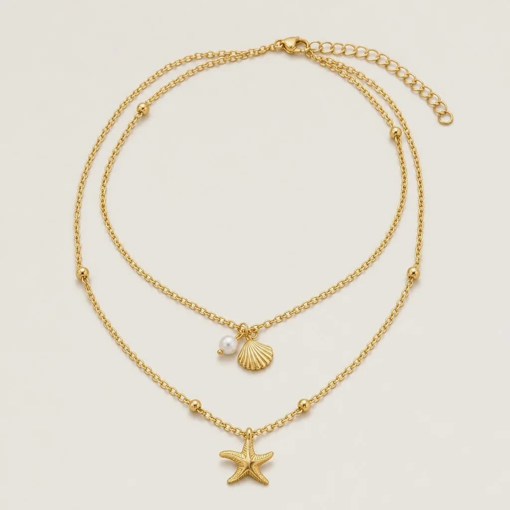 Shore Duo Layered Necklace Set, studio shot