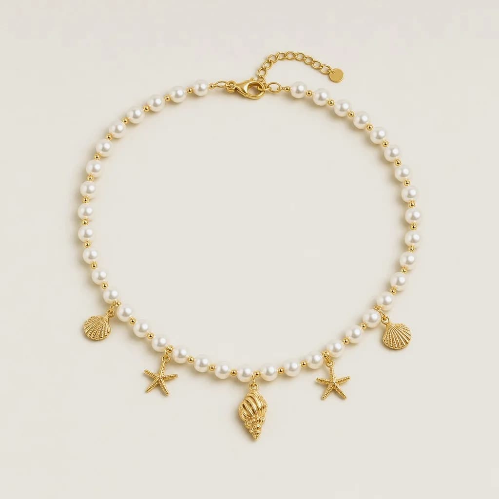 Tide Pearl Charm Necklace, studio shot