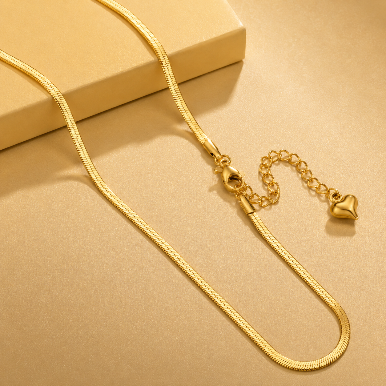 Gold Herringbone Blade Chain Necklace — 18K Gold Plated