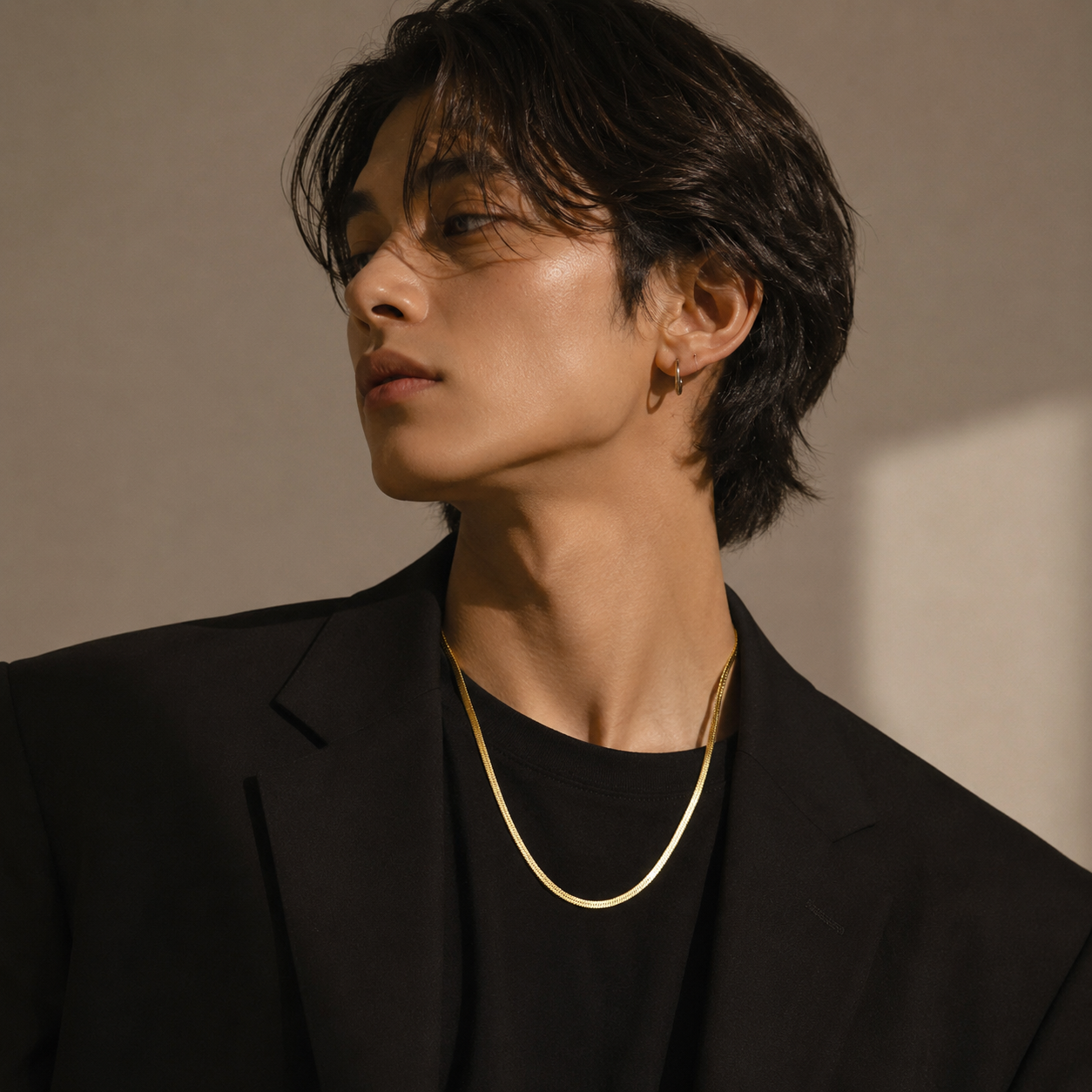 Gold Herringbone Blade Chain Necklace — 18K Gold Plated