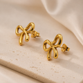Gold bow,shaped earrings gold for everyday wear