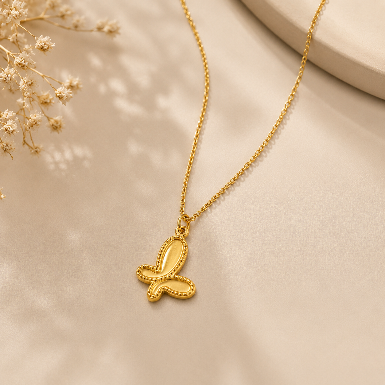 Gold butterfly necklace minimalistic luxury