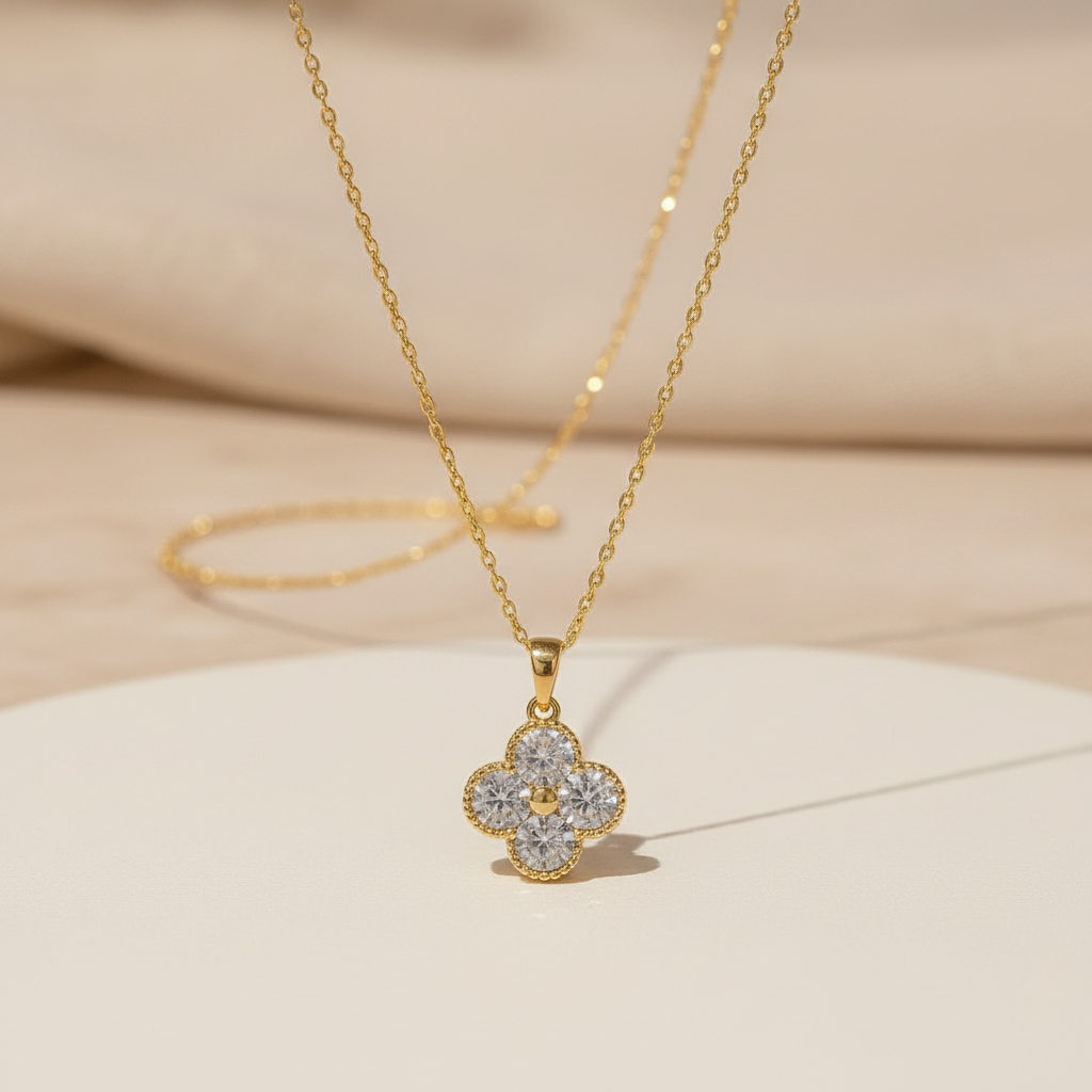 Gold necklace with a floral pendant for everyday wear and perfect for birthday and anniversary gifts