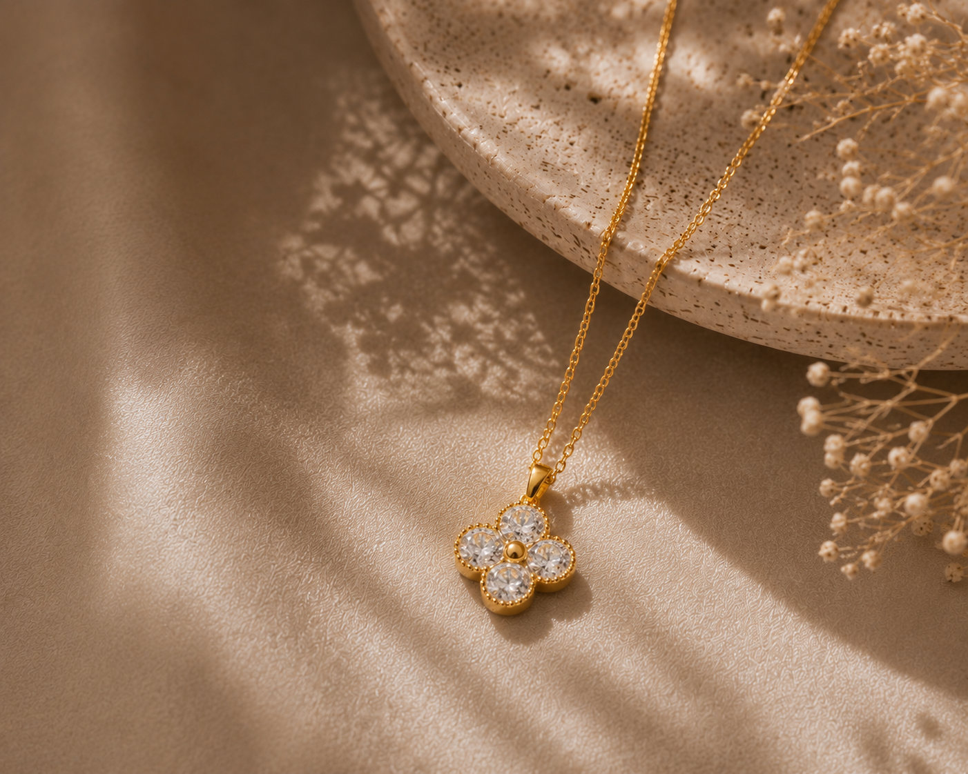 Gold necklace with a diamond pendant for everyday wear