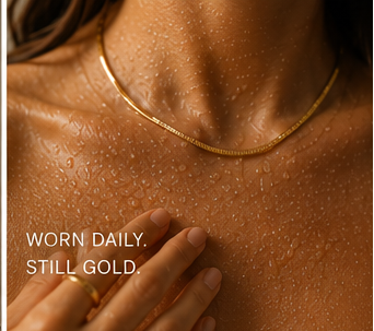 Gold Herringbone Blade Chain Necklace — 18K Gold Plated