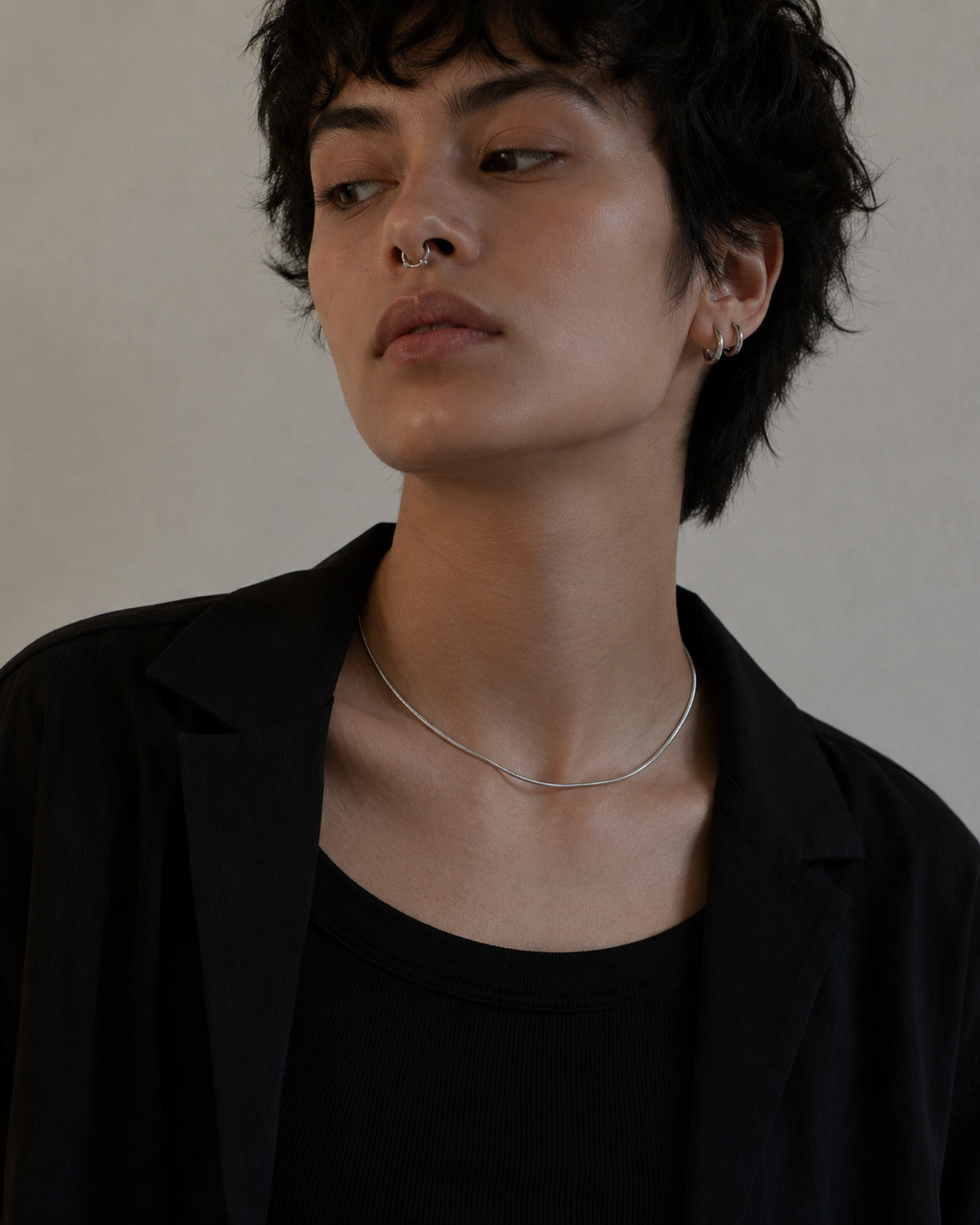 Silver Orbit Chain Necklace – Waterproof 18K Gold Plated Stainless Steel