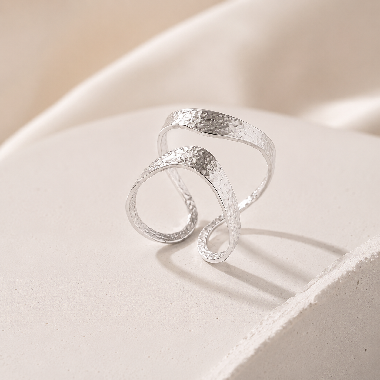 Silver ring with Tide like pattern texture